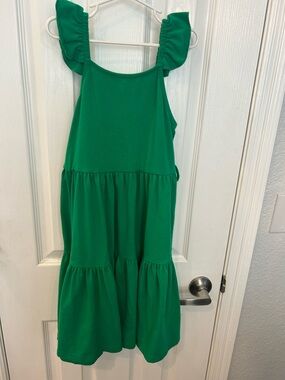 Girls Emerald Ruffle-Strap Tiered Casual Dress
